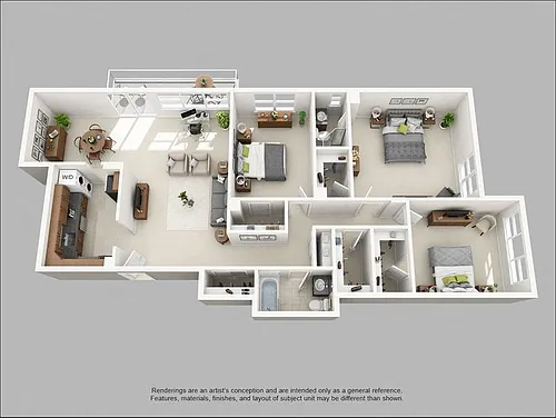 Floor plan Three Bedroom/Two Bath