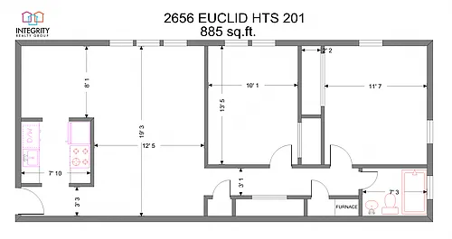Floor plan PHD, 2 Bedroom 1 Bath