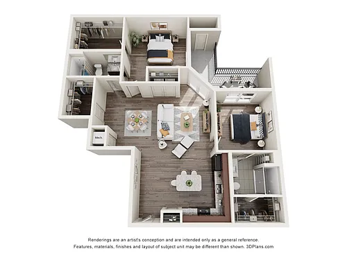 Floor plan 2 Bedroom 2 Bath Corner Unit