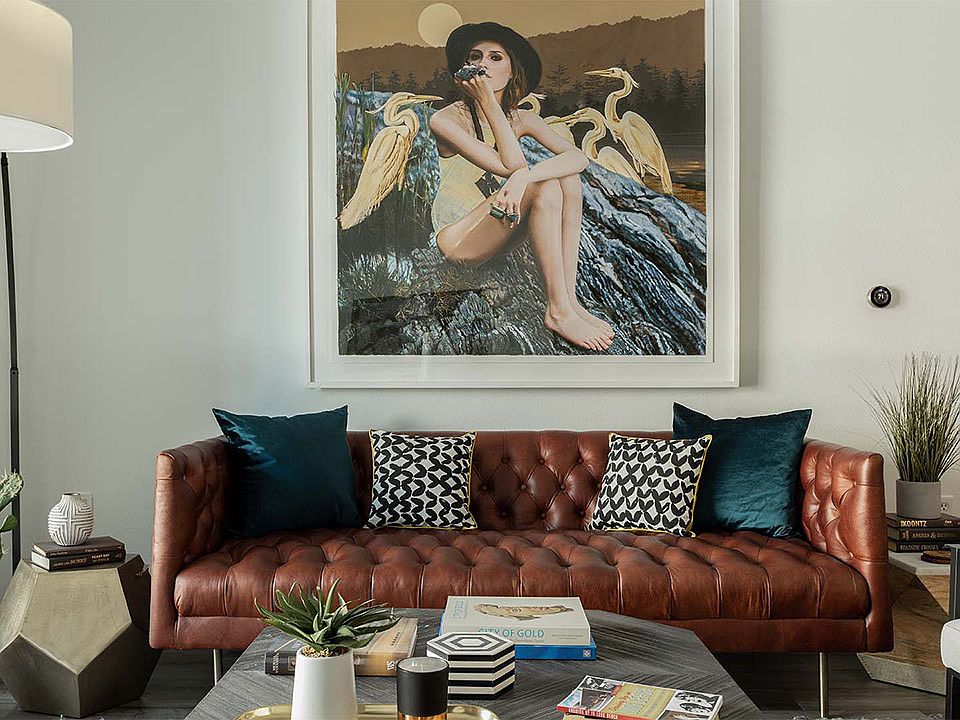 Apartment Living Room with Wood Floor Type and Balcony.