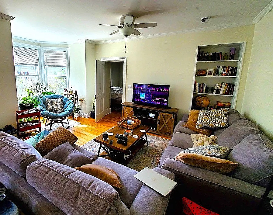 Living room with bay window