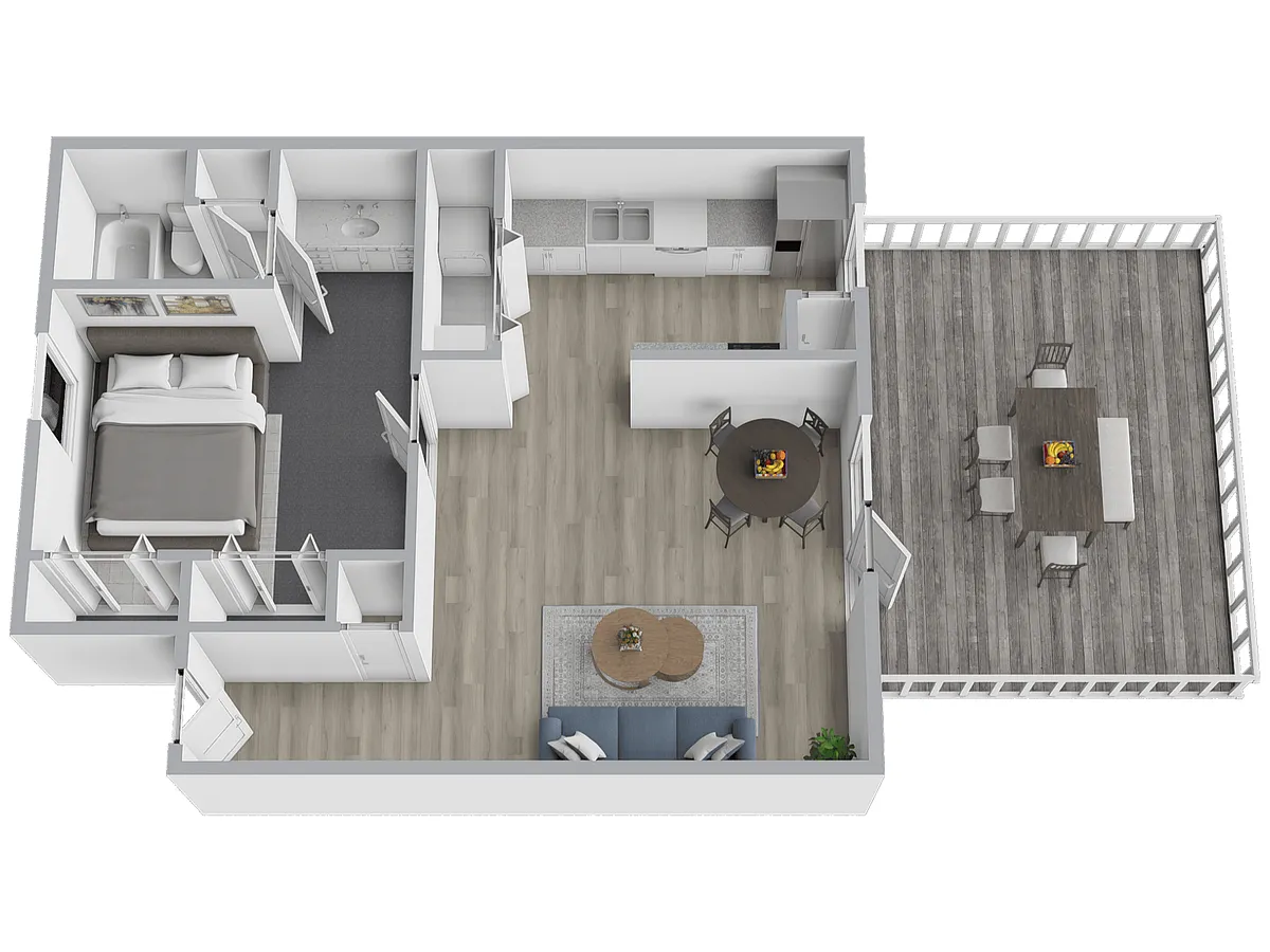 Floor plan 1 Bed with Deck