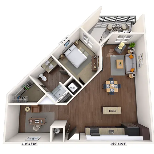 Floor plan Traditional 1x1 798-975 SF