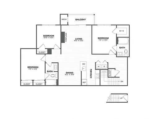 Floor plan 3 Bed/2 Bath-C1