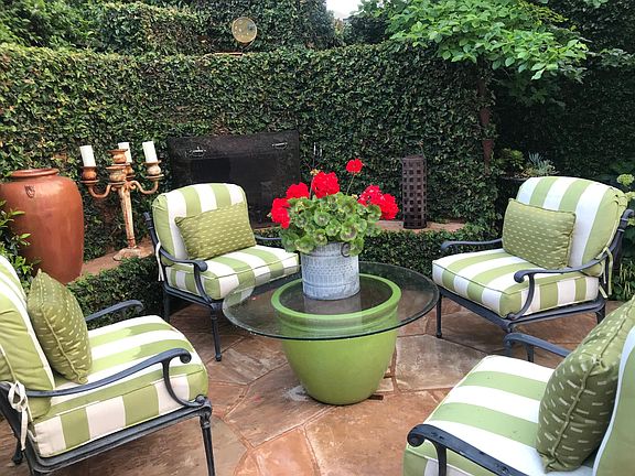 private back yard with fireplace