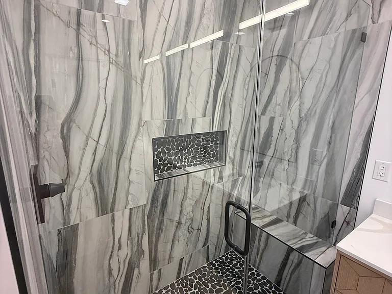 Master bathroom with high-end, custom shower