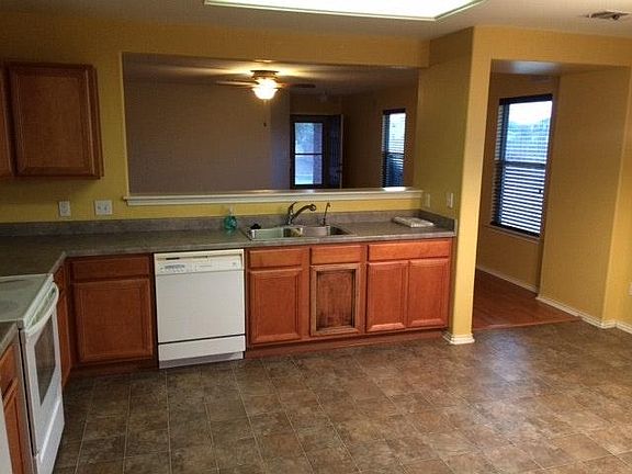 Kitchen looking into living area