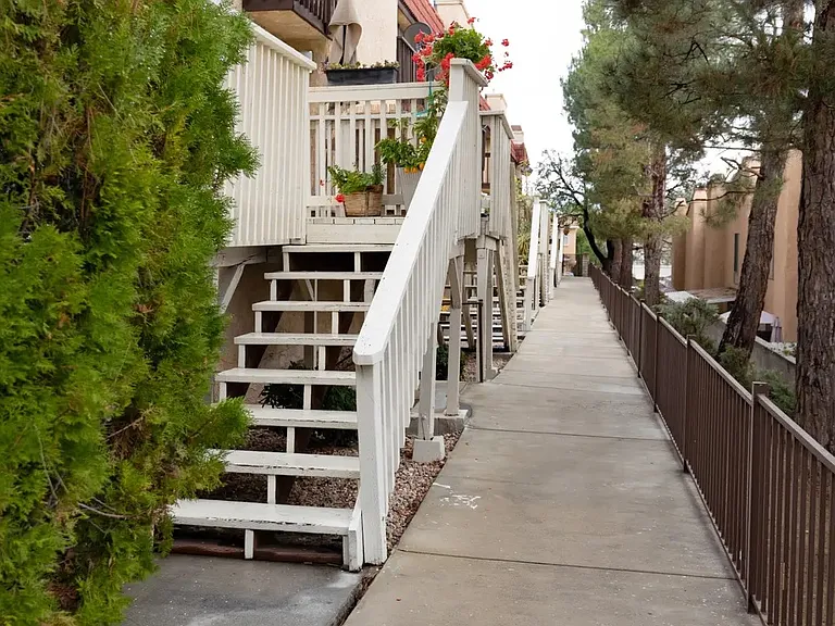 view of pathway to units.