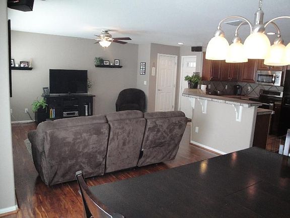Hardwood floors and open space views from living room