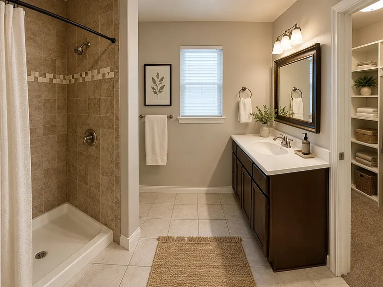 Master bathroom and closet - Virtually Staged