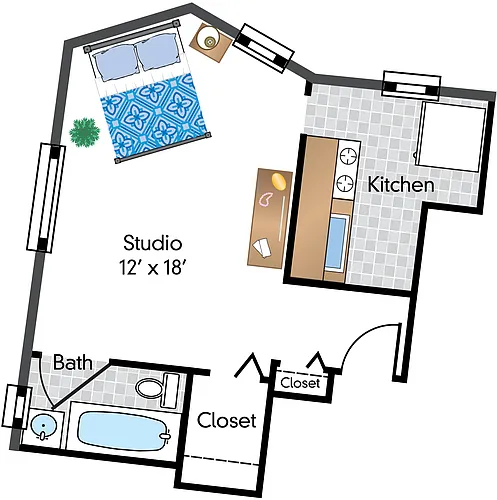 Floor plan Studio 01 Tier