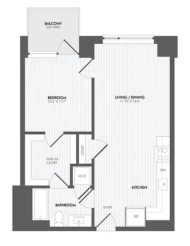 Floor plan 1 Bed/1 Bath-A10