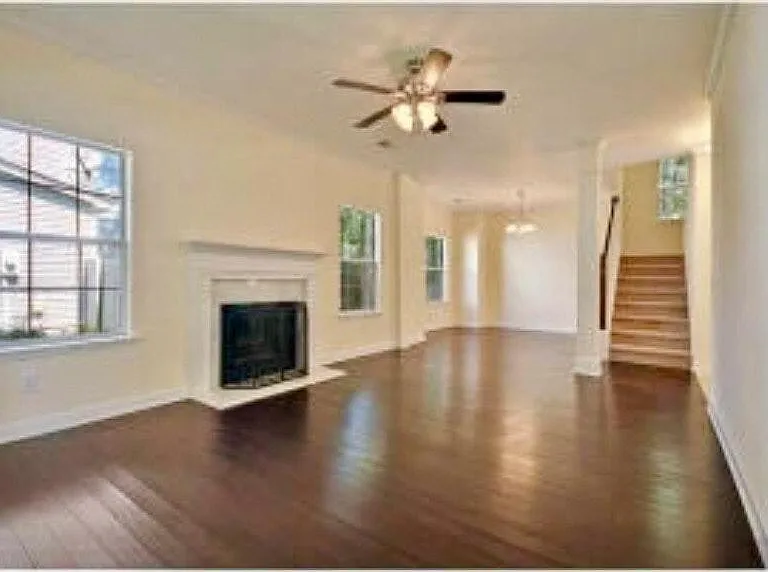 Open living room and dining area