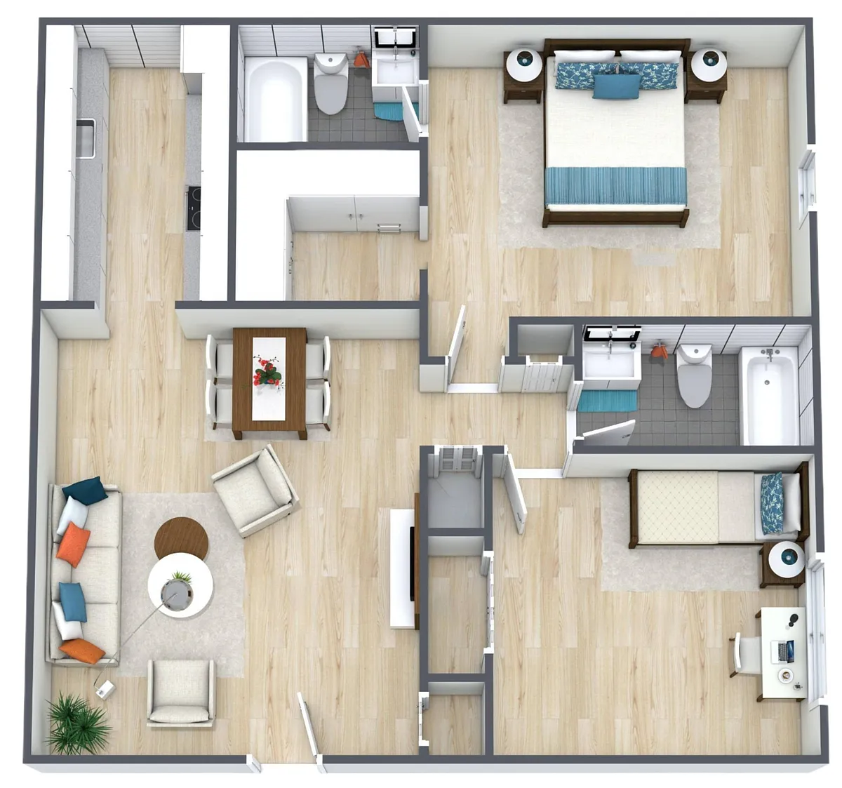 Floor plan 2BR - 1.5BTH