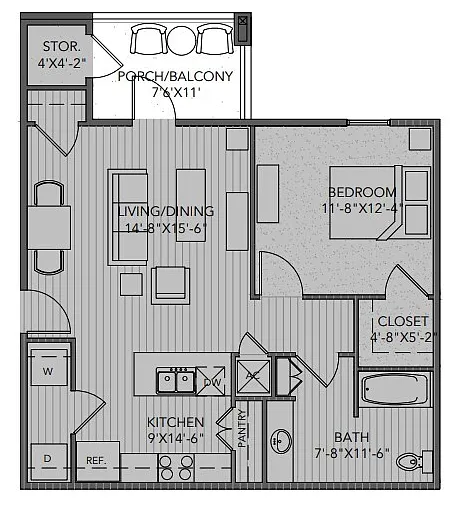 Floor plan 1 Bedroom C