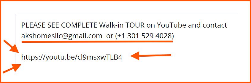 Walk in tour video or contact me