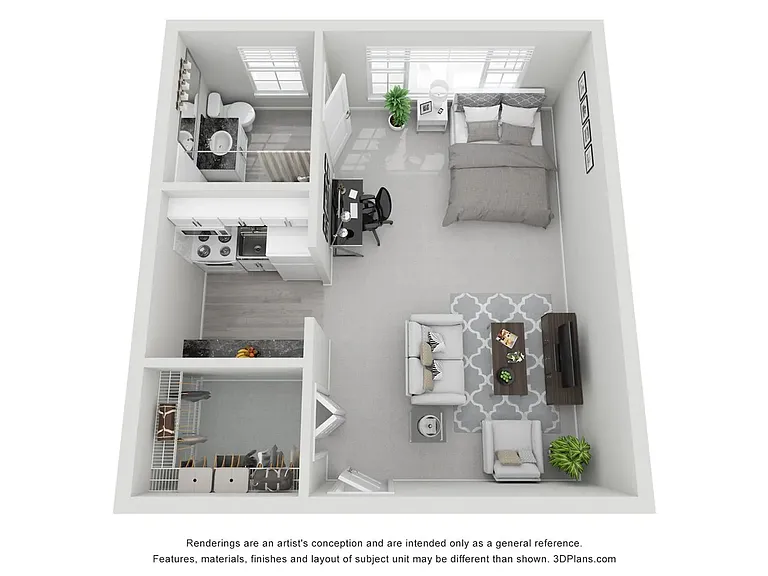 A photo of our studio floor plan, The Classic.
