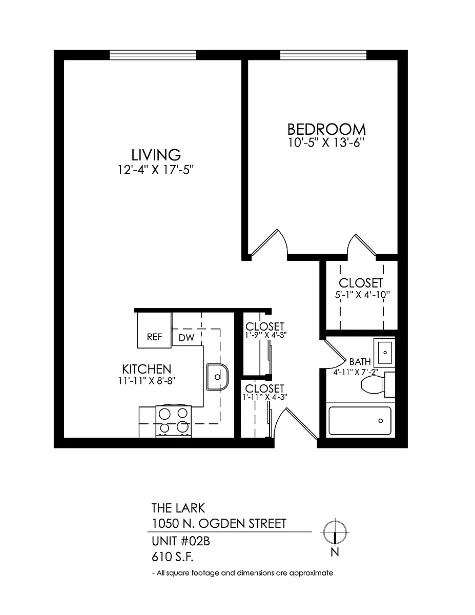 Floor plan Ogden 1 Bedroom x 1 Bath