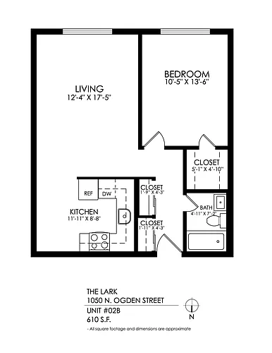 Floor plan Ogden 1 Bedroom x 1 Bath