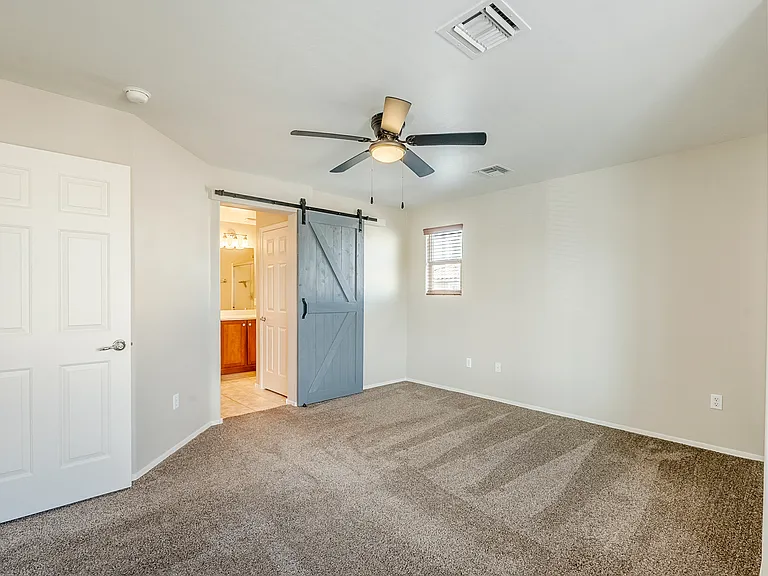 master view into bathroom