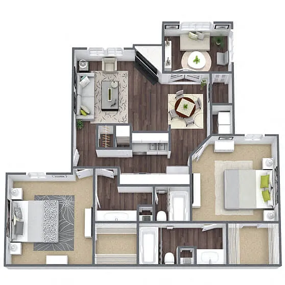 Floor plan B4: 1 Bed 1 + S