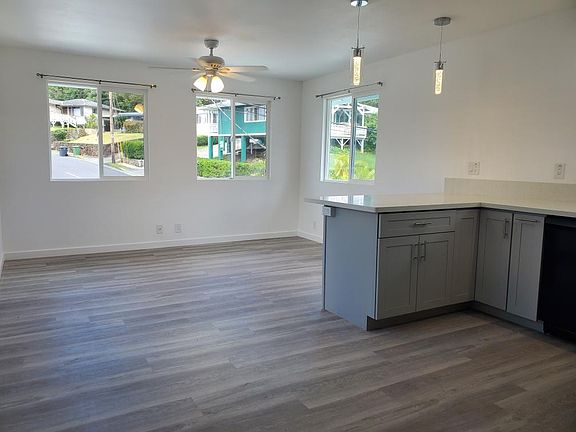 Large living room and kitchen area