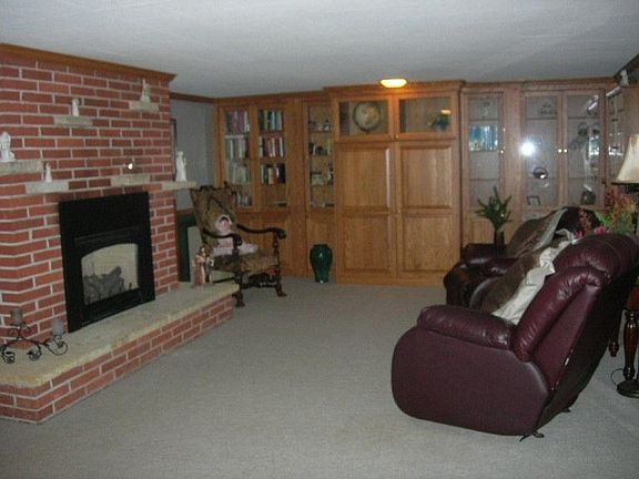 Lower level family room with gas fireplace