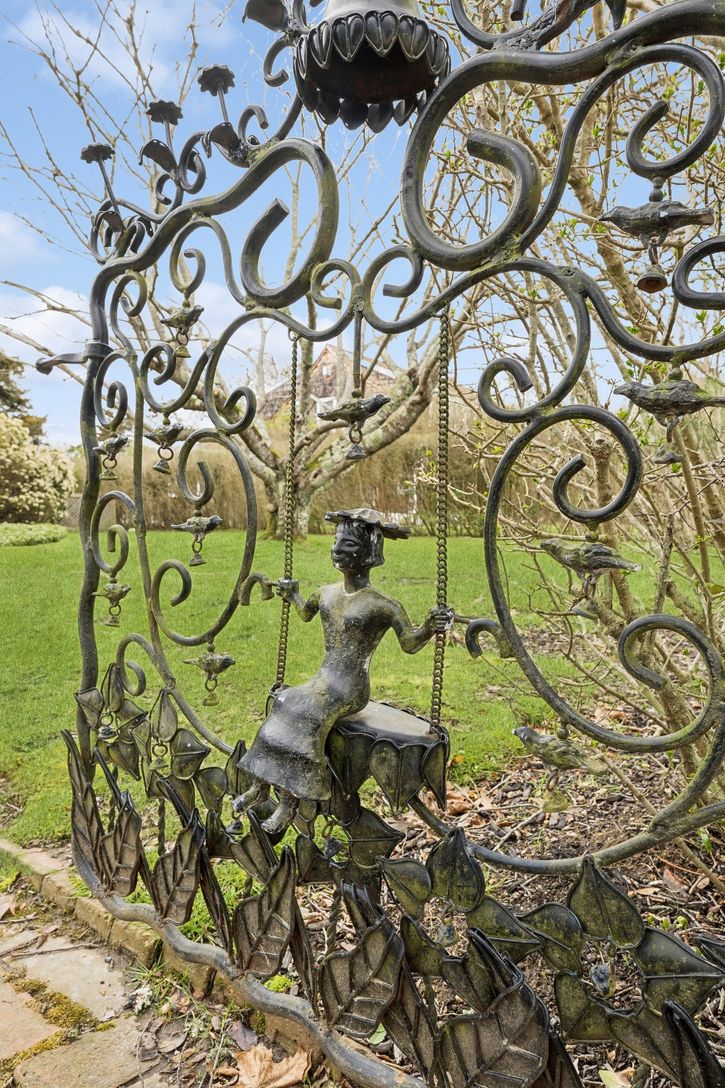  HAND-WROUGHT BRONZE GATE WTH BELLS AND GIRL WITH SWING