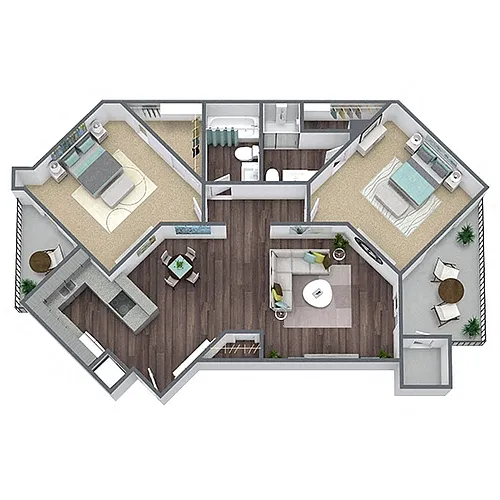 Floor plan B2: 2 Bed 2 Bath