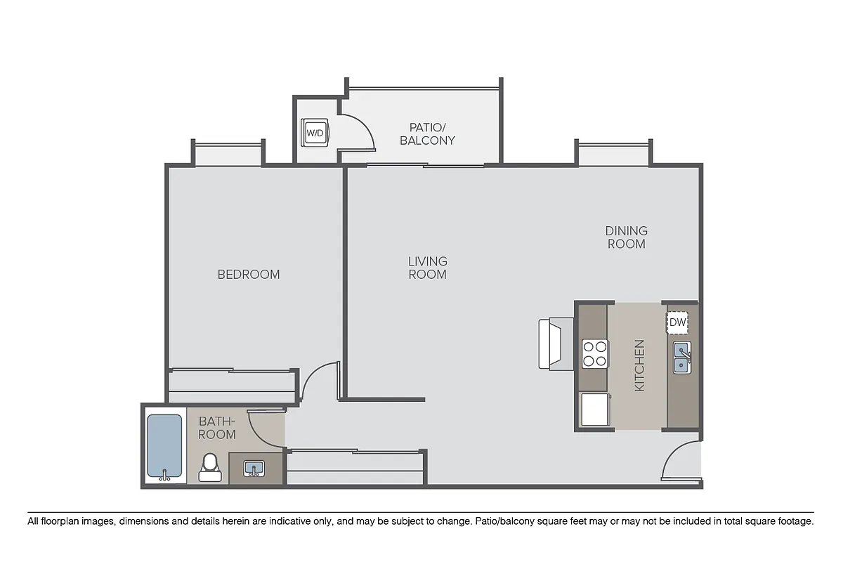 Floor plan 1 Bed 1 Bath (B)