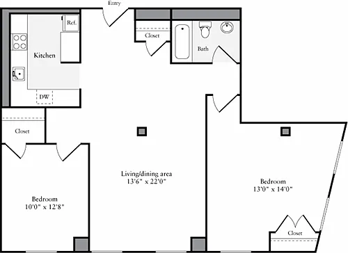 Floor plan The Lofts 2 Bedrooms S