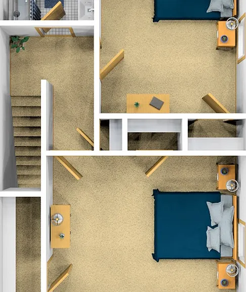 Two Bedroom Furnished 3D View (Upper Floor) Two Bedroom Furnished 3D View (Upper Floor)