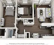 Two bedroom, one bath.