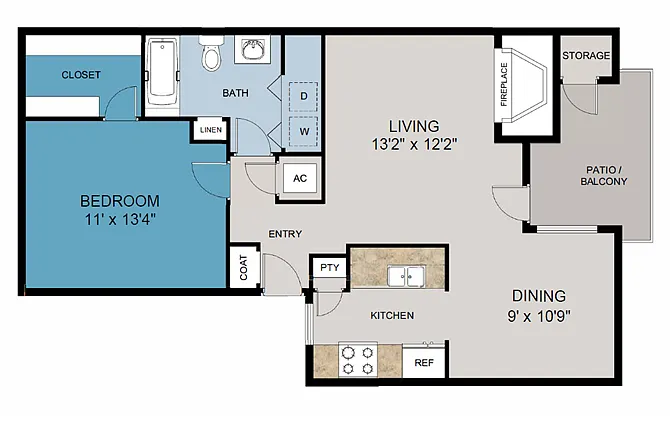 Floor plan 1 Bedroom 1 Bathroom