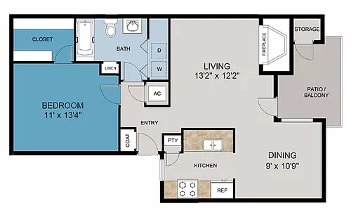 Floor plan 1 Bedroom 1 Bathroom