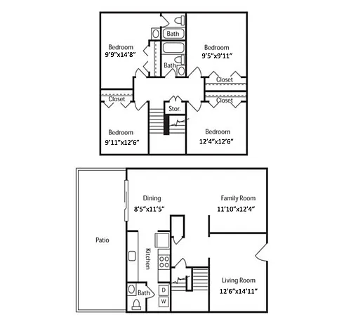 Floor plan 4 Bedroom 2.5 Bath
