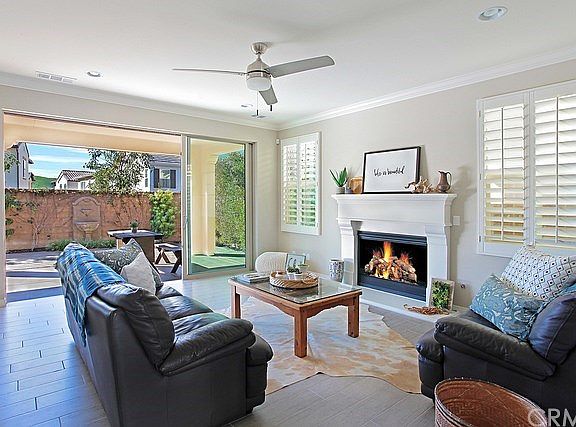 Living room with cozy fireplace
