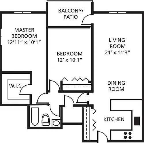 Floor plan Middlesex Corner Two Bedroom