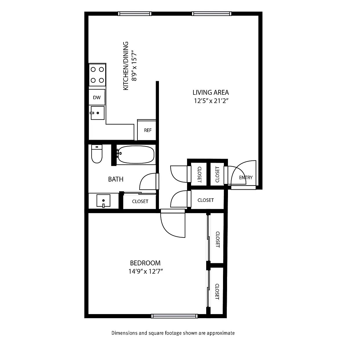 Floor plan 1 Bedroom / 1 Bath