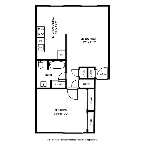 Floor plan 1 Bedroom / 1 Bath
