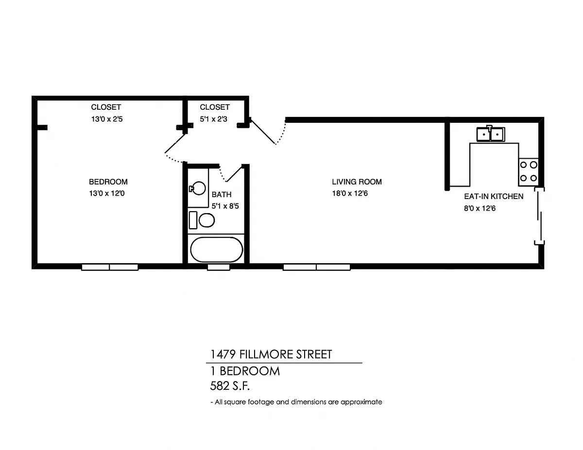 Floor plan 1Bedrooms, 1 Bath