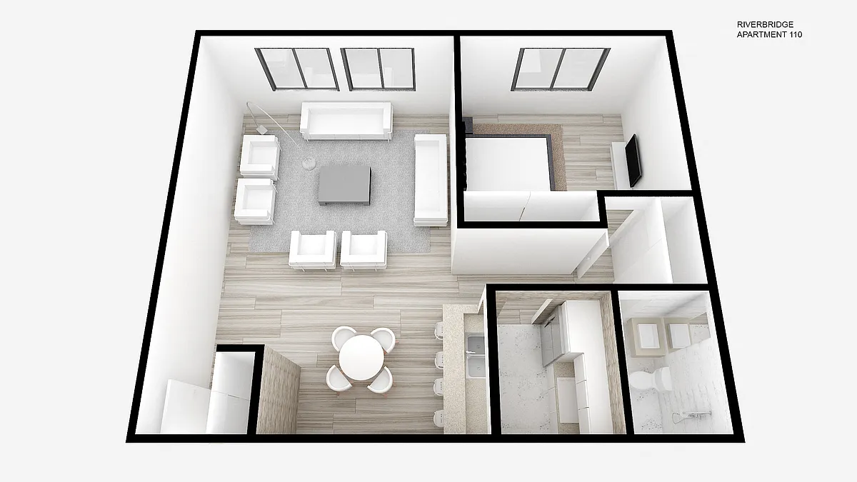 Floor plan One Bed ~ One Bath