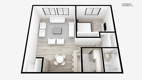 Floor plan One Bed ~ One Bath