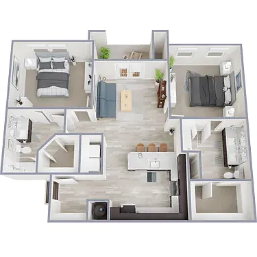 Floor plan Two Bedroom Two Bath - B1