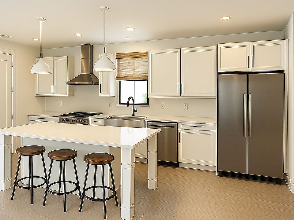 kitchen and island area