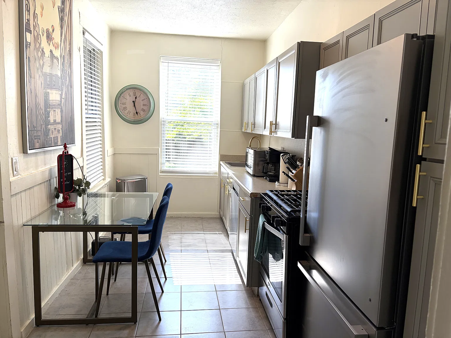 Remodeled kitchen with gas stove