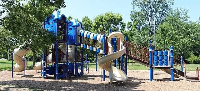 playground equipment at the park at squirrel and auburn, a short walk from the townhomes