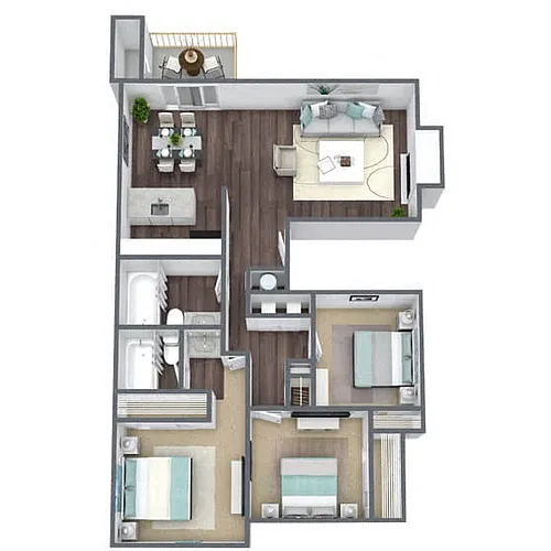 Floor plan C1: 3 Bed 2 Bath