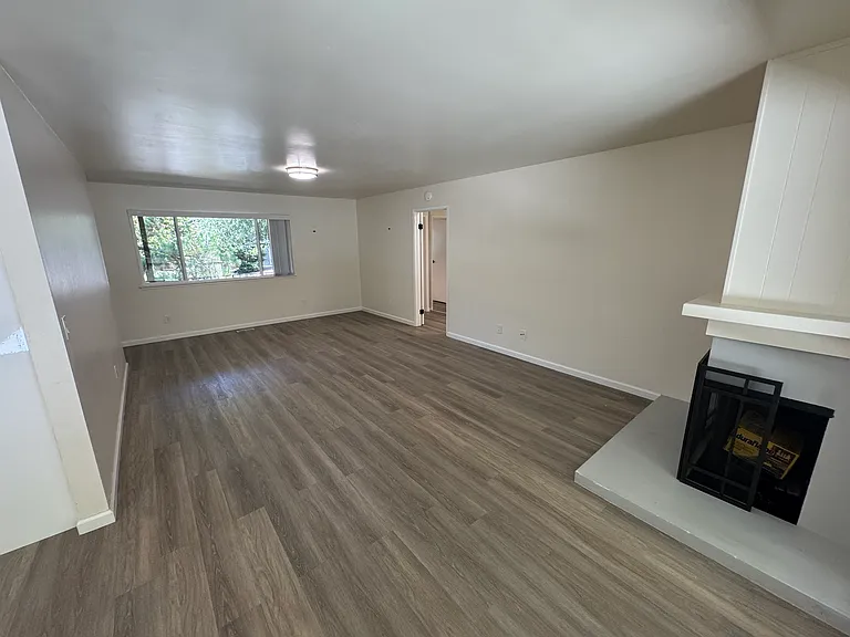 Living room and fireplace.