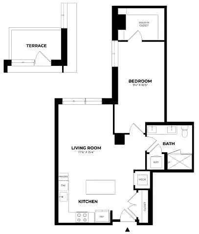 Floor plan 1 Bed/1 Bath-A26